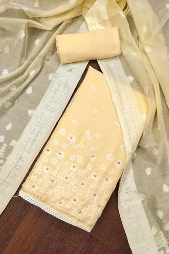 beige banarasi cotton woven dress material