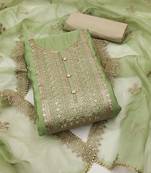 light green silk blend embroidered dress material