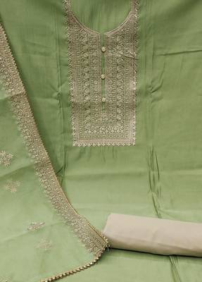 light green silk blend embroidered dress material 4