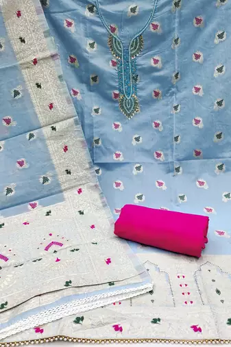 sea green cotton woven dress material