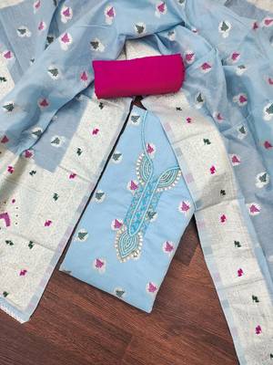 sea green cotton woven dress material 3