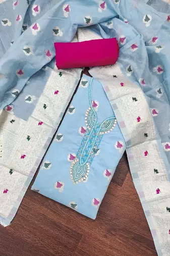 sea green cotton woven dress material