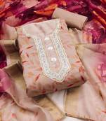 peach cotton hand embroidery dress material