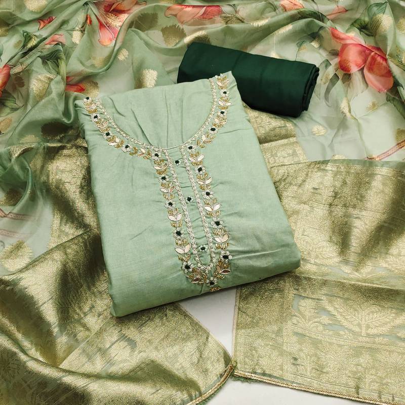 light green cotton digital print dress material