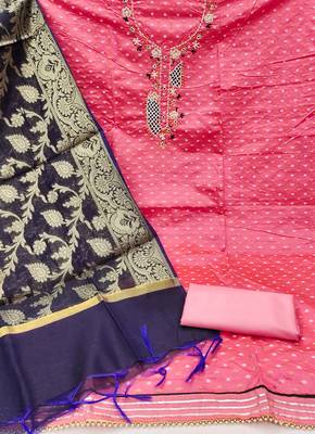 pink cotton woven dress material 2