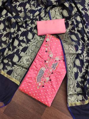 pink cotton woven dress material 3
