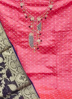 pink cotton woven dress material 4