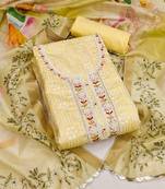 yellow cotton woven dress material