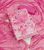 pink cotton embroidered dress material