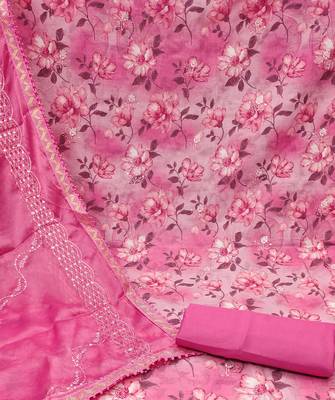 pink cotton embroidered dress material 4