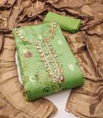 green organza woven dress material