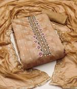 beige cotton woven dress material