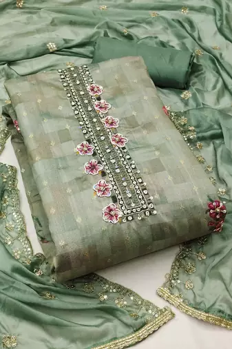 sea green cotton woven dress material