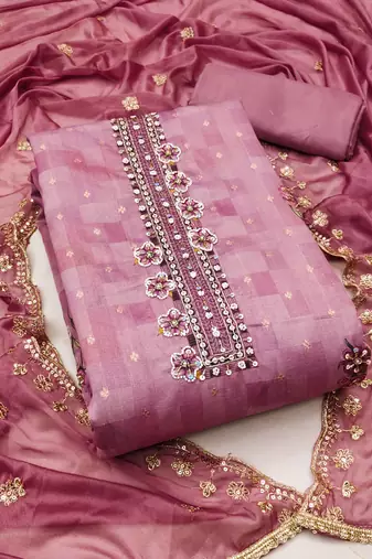 pink cotton woven dress material