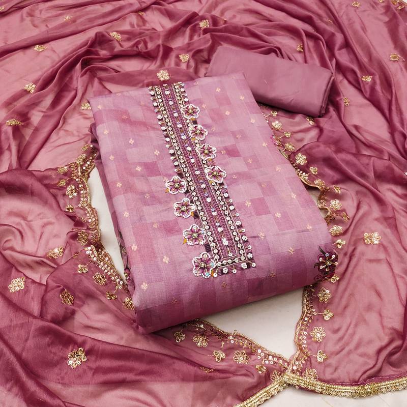 pink cotton woven dress material