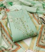 sea green cotton embroidered dress material
