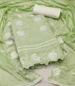 green silk blend embroidered dress material