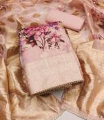 peach organza woven dress material