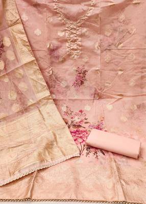 peach organza woven dress material 2