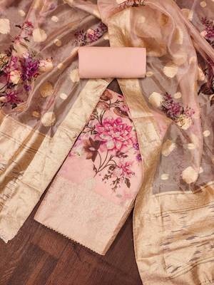 peach organza woven dress material 3
