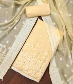 beige cotton woven dress material