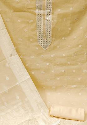 beige cotton woven dress material 4