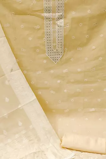 beige cotton woven dress material