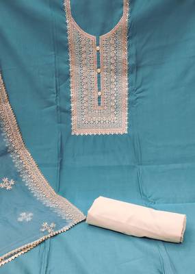 sea green silk blend embroidered dress material 4
