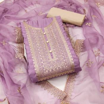 purple silk blend embroidered dress material 3