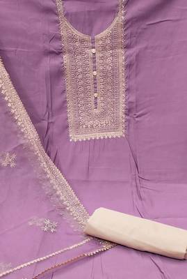 purple silk blend embroidered dress material 4