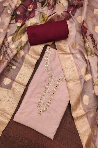 peach cotton digital print dress material