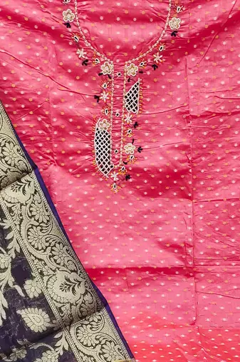 pink cotton woven dress material