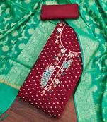 maroon cotton woven dress material