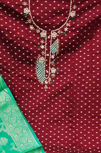 maroon cotton woven dress material