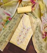 yellow cotton woven dress material