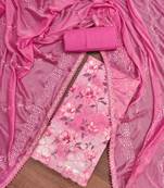 pink cotton embroidered dress material