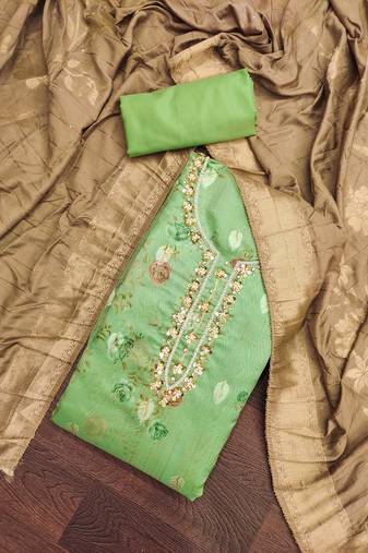 green organza woven dress material