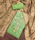 green organza woven dress material