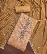 beige cotton woven dress material