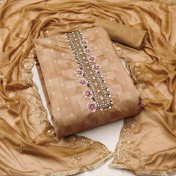beige cotton woven dress material 3