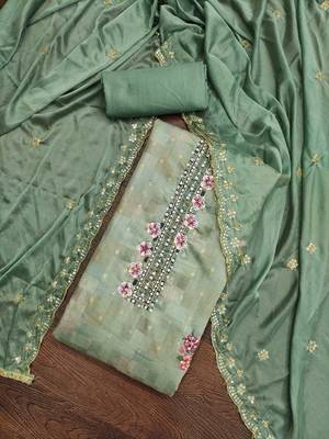 sea green cotton woven dress material 1