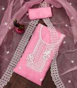 baby pink organza embroidered dress material