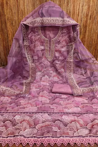 lavender organza sequins dress material