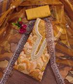 mustard organza sequins dress material