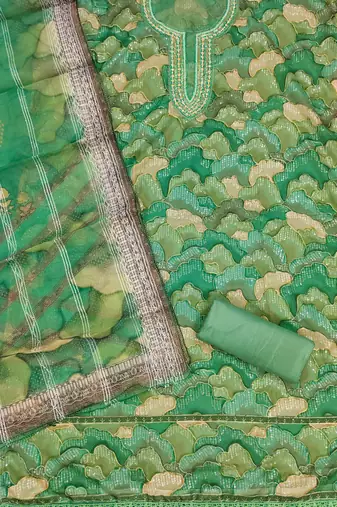 sea green organza sequins dress material