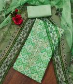 green organza sequins dress material