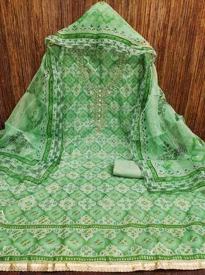 green organza sequins dress material 4