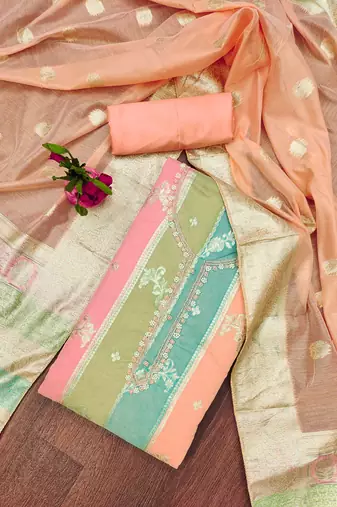 multicolor jacquard woven dress material