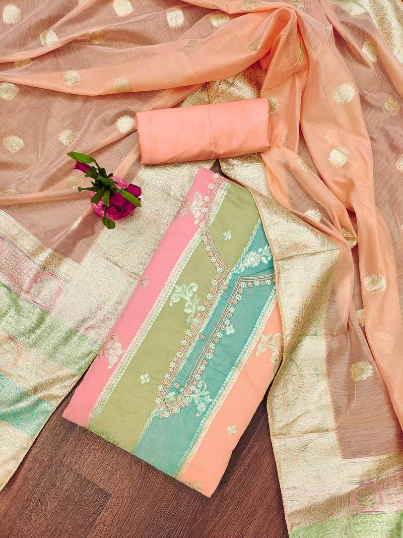 multicolor jacquard woven dress material