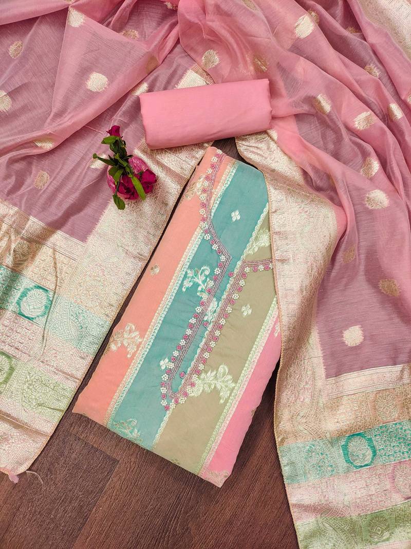 multicolor jacquard woven dress material